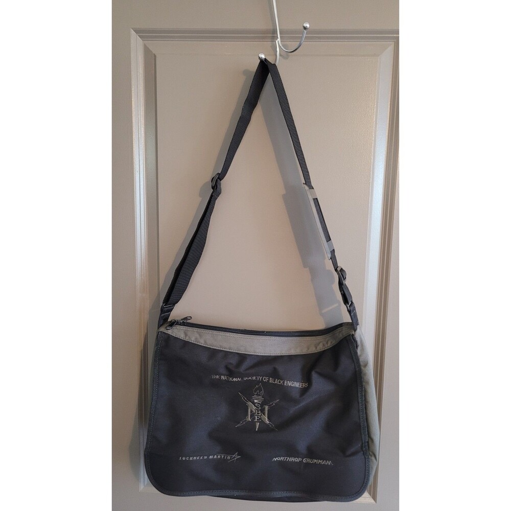 Messenger Bag NSBE Black Gray Canvas Laptop Crossbody Shoulder Carry Stain